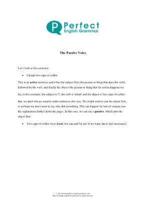 Chuyên đề The passive voice (Câu bị động)